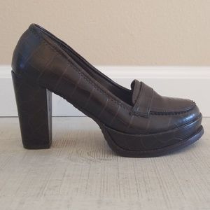 Platform Alligator Embossed Heels